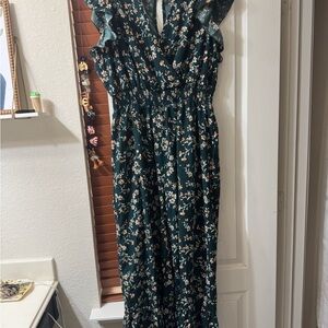 SHEIN Dark Green Floral Jumpsuit